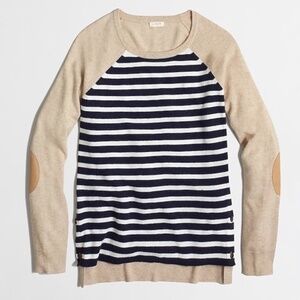 J. Crew Factory Side Button Elbow Patch Tan Sweater SIZE L